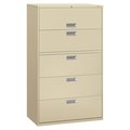 Hon 42" W 5 Drawer File Cabinet, Putty, A4/Legal/Letter H695.L.L